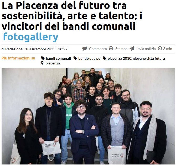 Articolo di giornale Piacenza2030 2026