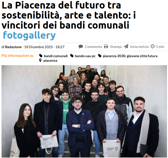 Articolo di giornale Piacenza2030 2026
