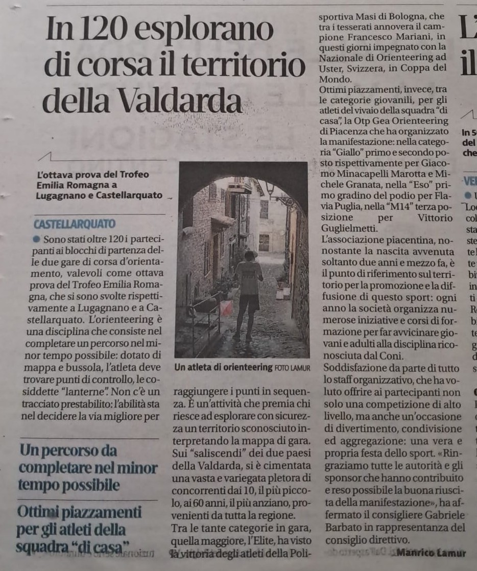 Articolo di giornale val d'Arda 2025